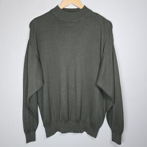 Raffi Made In Italy Men's Sweater Long Sleeve Medium Dark Green Mock Neck GUC